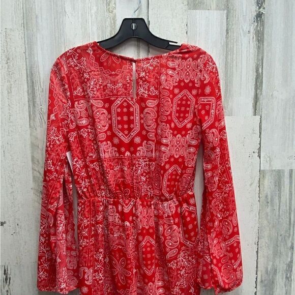 GB Gianni Bini Long Sleeve Red Floral Romper Size S - Picture 7 of 8